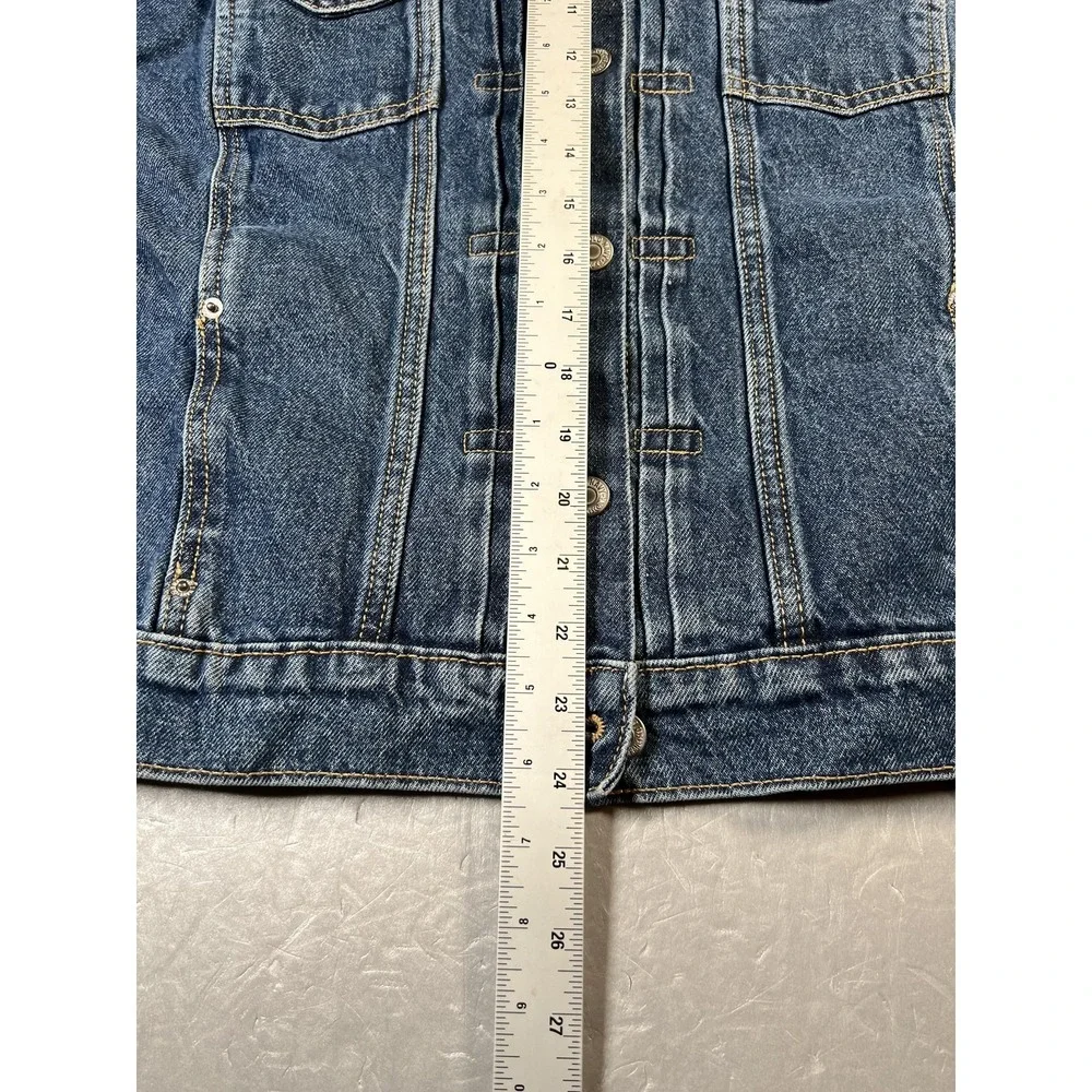 Old Navy Jacket Mens Large Blue Denim Trucker Button Front Pockets Casual - Picture 4 of 6